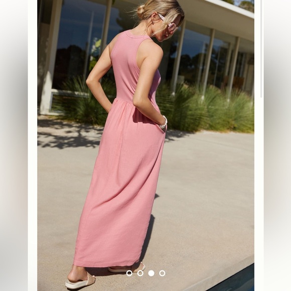 NWT Anthropologie Stateside A-line Crewneck Dress color pink size S - Picture 2 of 9